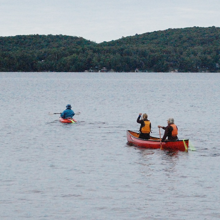 These paddlers were among the first to push off. Destination: Hidden Valley Beach.