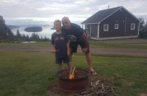 Daniel and Shannon at a Parrsborro, Nova Scotia Airbnb with views of the Bay of Fundy (supplied)