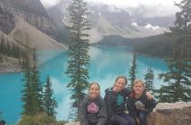(From left) Sophie, Ella, and Daniel at Moraine Lake, Alberta (supplied)
