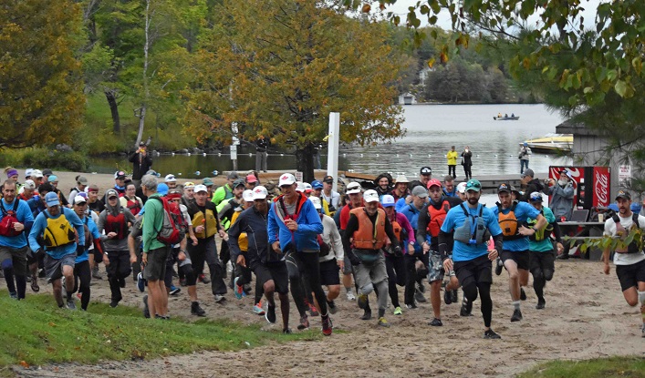 Racers sprint to their waiting vessels on Saturday morning