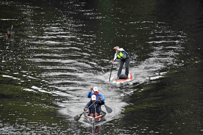 Paddlers in the canal between Pen and Fairy Lakes
