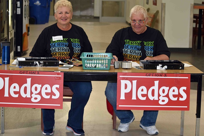 Jeannie McLennan and Helen McQuinn, pledge volunteers and long-time supporters. "We don’t have many heroes like Terry."