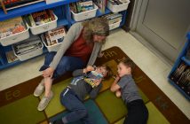 Learning to read is a huge focus in Grade 1, which is why Libs has gone the extra mile to make books accessible to her students. The classroom has its own mini library! Cameron (left) and Leto get lost in books of their choice.