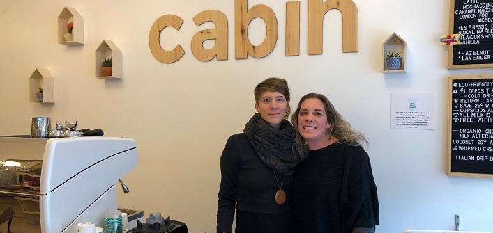 Anna Smith (right), owner of Cabin Organic Café, with Keri-Lyn Freebird (Sydney Allen)