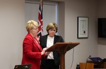 Mayor Karin Terziano, with Town clerk Tanya Calleja, takes the Oath of Office (Dawn Huddlestone)