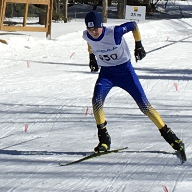 HHS student Sam Richter on his way to a gold-medal finish at the 2020 OFSAA Nordic ski championships (Brenda Liddle)