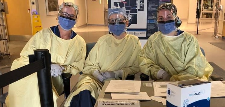 Healthcare workers screening people at RVH in Barrie (Royal Victoria Regional Health Centre Foundation / Facebook)