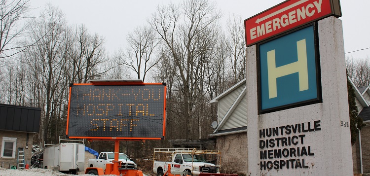 This digital sign was placed near Huntsville Hospital overnight on March 27, 2020 (Dawn Huddlestone)