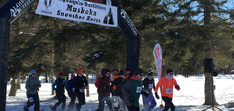 The 5k start at the inaugural Muskoka Snowshoe Races (Brenda Liddle)