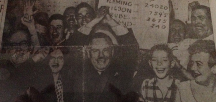 A young Hugh Mackenzie (front, second from right) on the front page of the Toronto Star in 1957