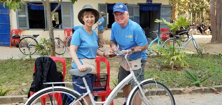 Carol and Will Gibson on a humanitarian aid project in Cambodia in early 2020 (supplied)
