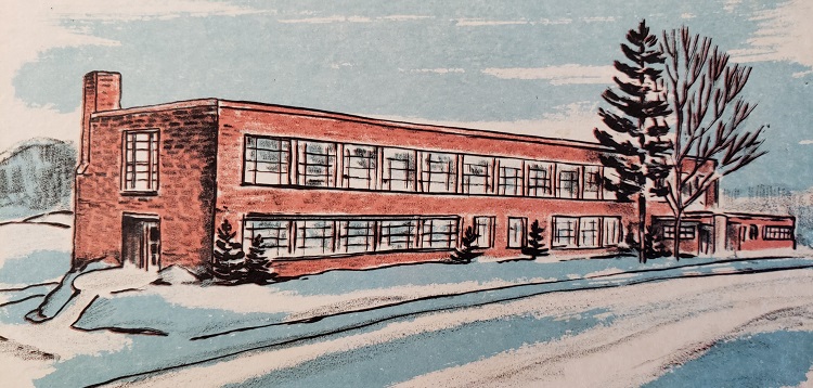 A watercolour print of Huntsville High School by local artist FC Johnston (courtesy of Martha Briggs Watson)
