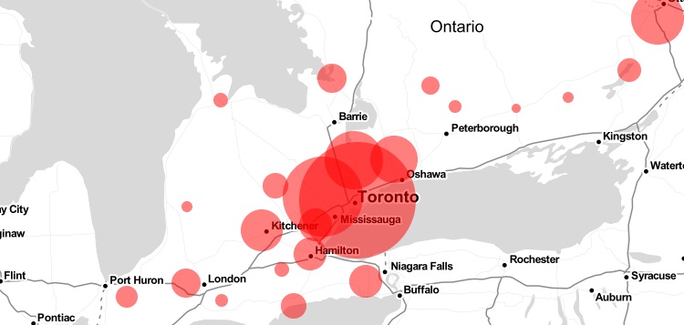 Cumulative COVID case map as of June 3, 2020 (COVID-19 Canada Open Data Working Group)
