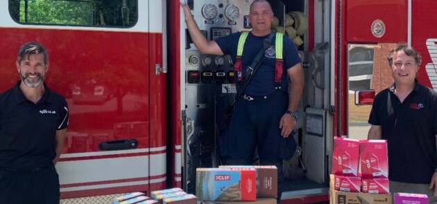 The SportLab donates $1,500 in performance fuel to firefighters