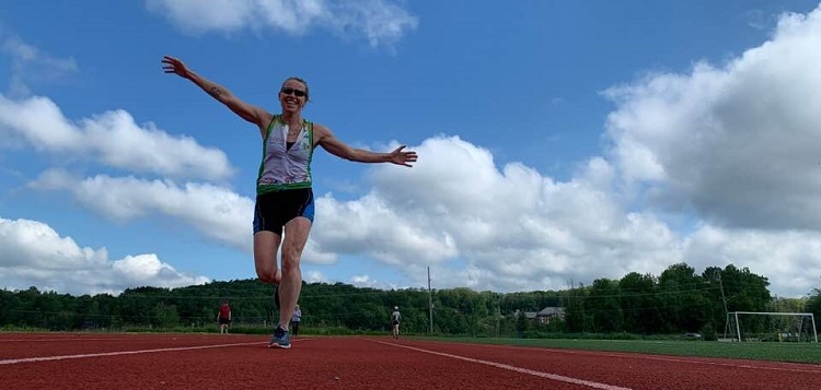 Jen Nicholson at the Conroy Park track for the Non-TriMuskokan TriMuskokan Activity Challenge (supplied)