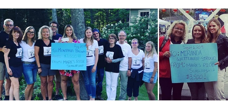 The Mark’s Ride committee presented its 2019 scholarships to Montana Brown (left) and Miranda Wettlaufer-Stroud (supplied)