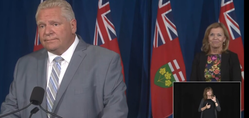 Premier Ford and Minister Elliott during their Sept. 22 COVID-19 update (YouTube)