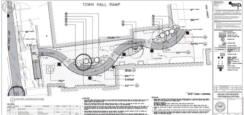 Rendering of the proposed ramp as provided by the engineer working on the Main Street streetscape.