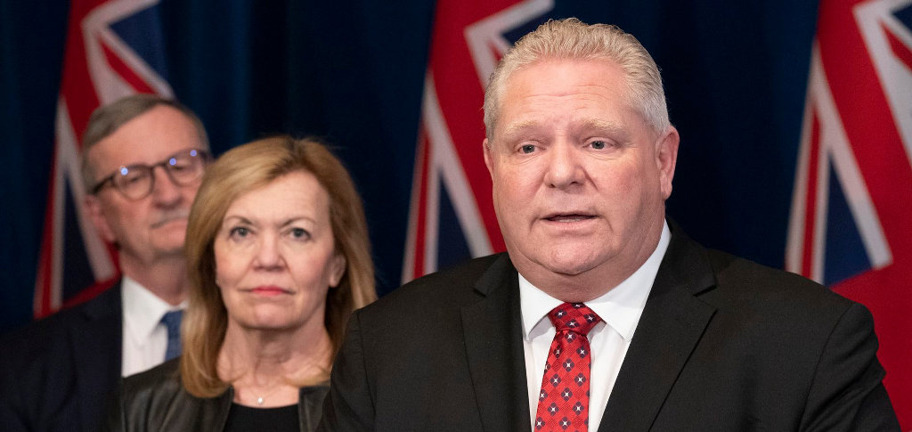 (From left) Dr. David Williams, Deputy Premier Christine Elliott and Premier Doug Ford (Frank Gunn/The Canadian Press)