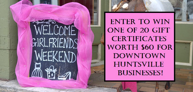 Enter to win one of 20 $60 gift certificates for downtown Huntsville merchants