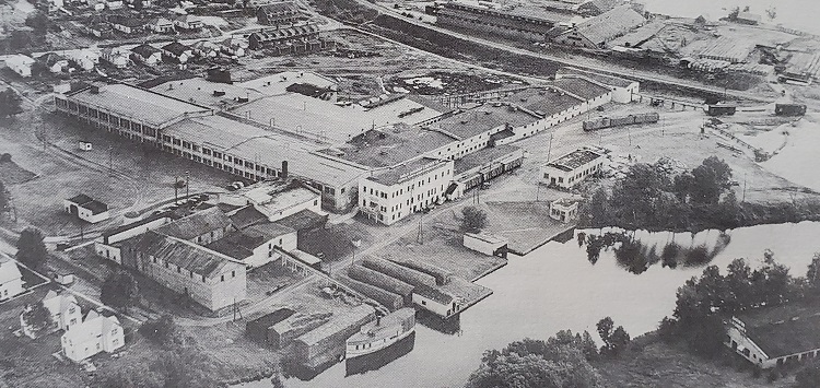 The former Anglo Canadian Leather Company site on the Muskoka River (Photo courtesy of Muskoka Heritage Place)