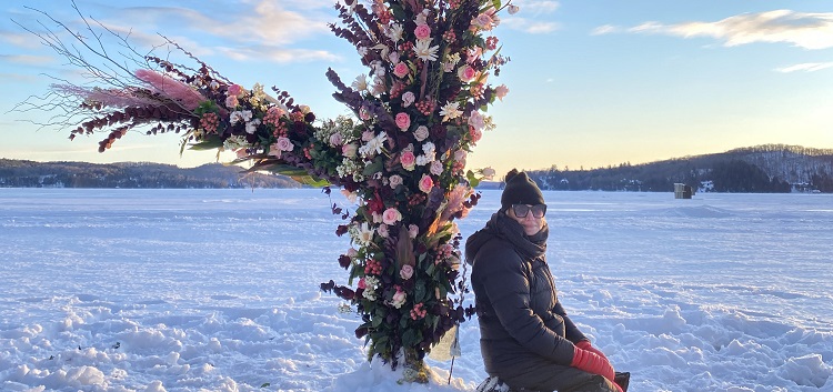 Katherine Seiggel with the ‘flower flash’ at Dwight Beach (Laura Bombier)