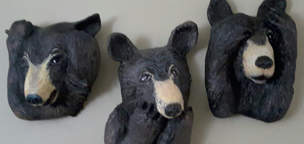 “Hear no Evil, Speak no Evil, and See no Evil” bears by Patricia Astley are available as a set for $450 (supplied)