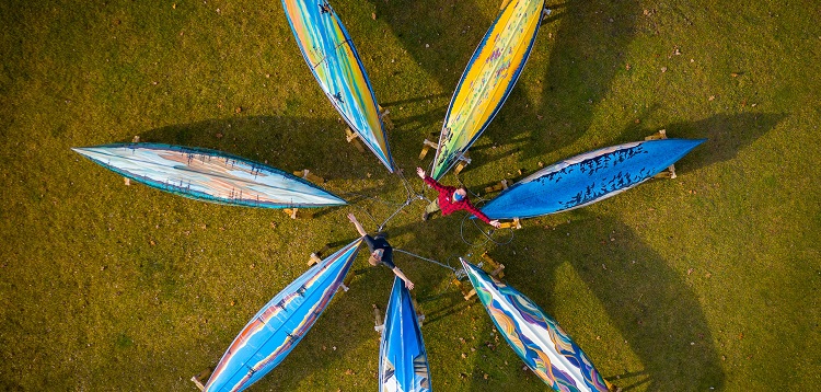 The Group of Seven canoe murals will be on display during the HfA Art Crawl (supplied)