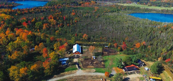 Aerial view of barn at Glen Acres Road farm