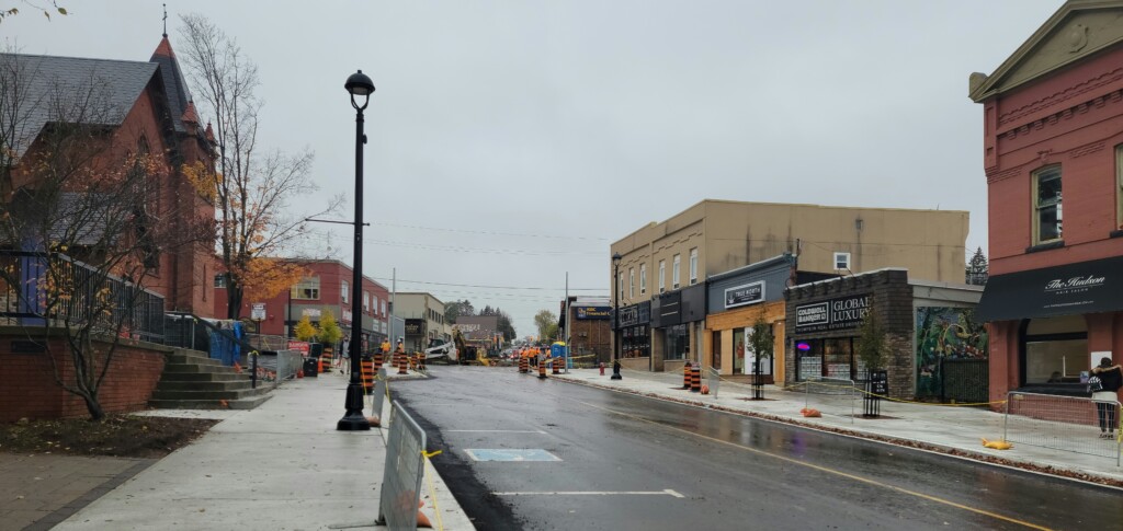 Looking up Main Street from Town Hall to where construction continues.