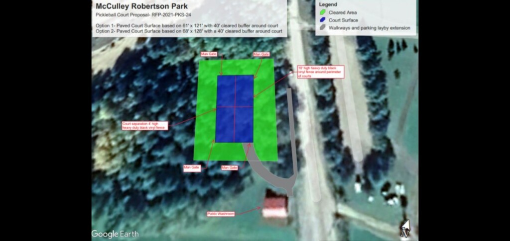 Location for the larger pickleball courts as approved by council.