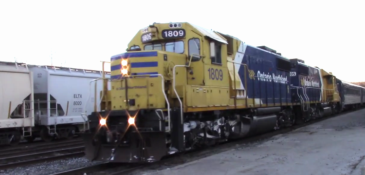 Ontario Northland’s test train runs through Huntsville on Nov. 22 (Doug Austin)