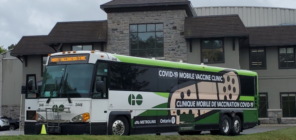 GO VAXX bus at the Active Living Centre on May 16, 2022 (Dawn Huddlestone)