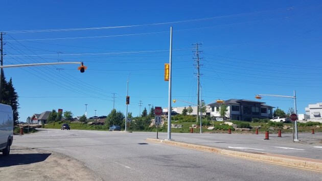 Street lights at Centre Street North and Hanes are up