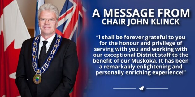 District of Muskoka Chair John Klinck to retire after 28 years in municipal politics