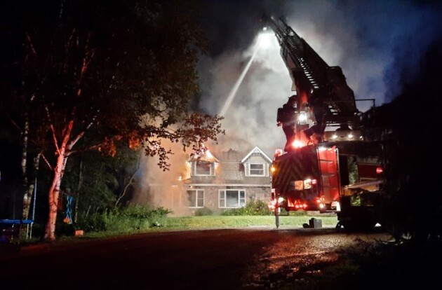 Fire department battles blaze on Britannia Road