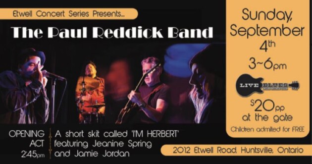 Etwell Concert Series presents Paul Reddick Sunday, Sept. 4
