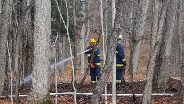 Fire department responds to a brush fire on North Waseosa Lake Road