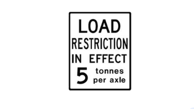 Half-load restrictions in effect