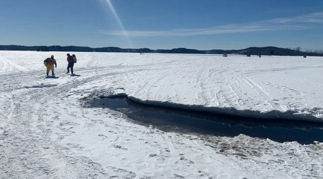 Snowmobiler falls through ice on Lake Vernon