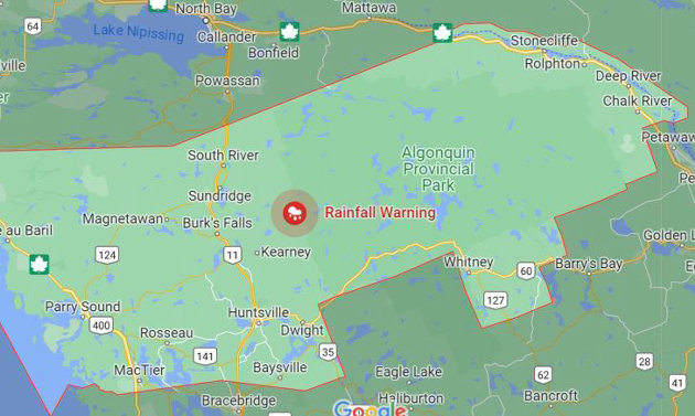 Heavy rainfall warning issued by Environment Canada