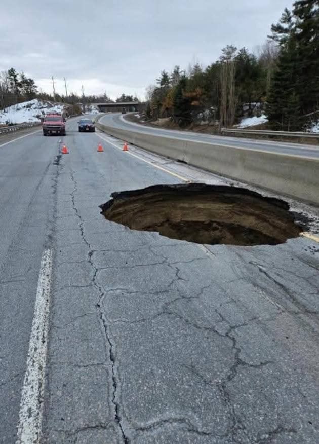 Massive sinkhole closes Hwy 11
