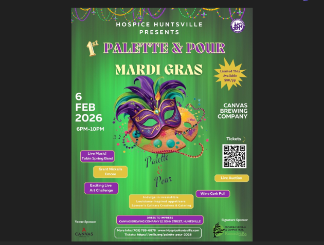 Palette & Pour Brings Mardi Gras Flair to Huntsville this Friday, February 6, 2026