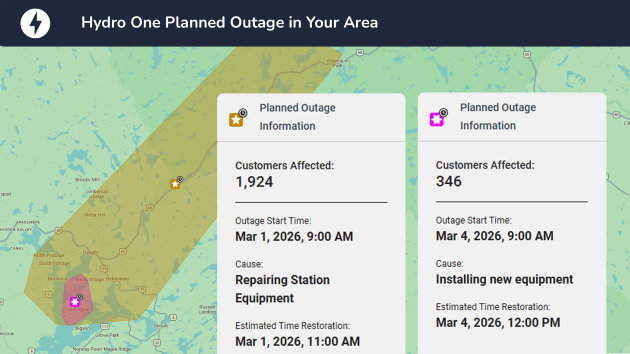 Planned Hydro One power outage on March 1 and 4 in Lake of Bays