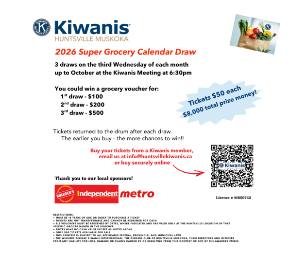 Kiwanis 2026 Super Grocery Calendar Draw – ticket sales