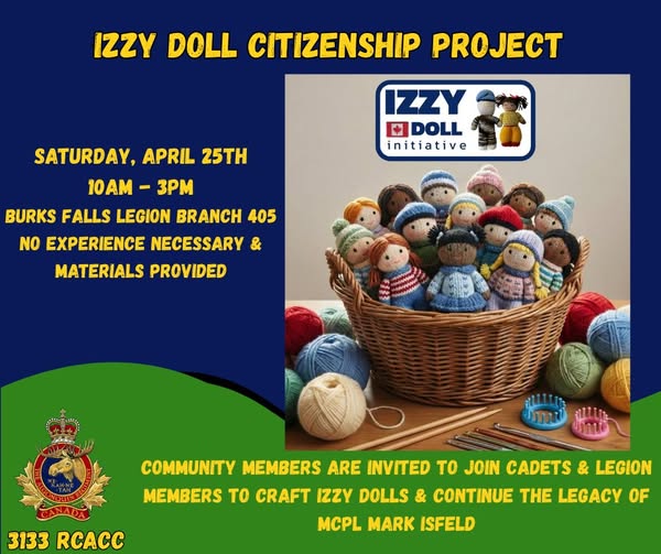 Burk’s Falls Army Cadets to host an Izzy Doll Initiative Citizenship Community Project
