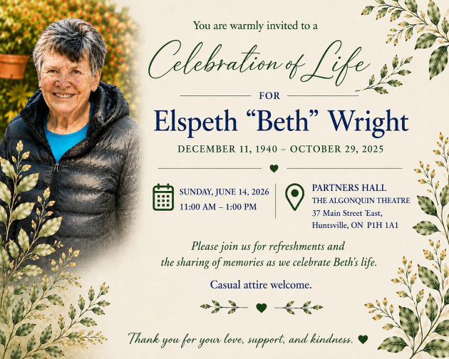 Celebration of Life for Elspeth “Beth” Wright